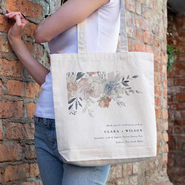 Elegant Chic Blush Watercolor Floral Wedding Tote Bag (Creator Uploaded)