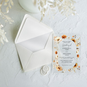 Elegant & Chic Boho Fall Wildflower  Wedding  Acrylic Invitations