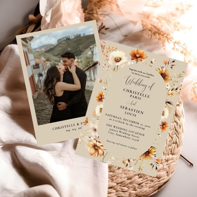 Elegant & Chic Boho Fall Wildflower  Wedding  Invitation (Creator Uploaded)