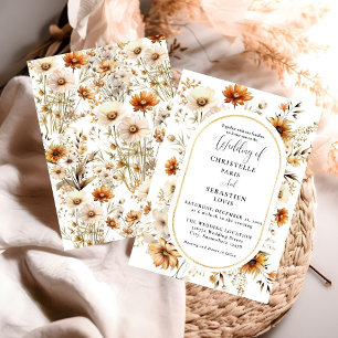 Elegant & Chic Boho Fall Wildflower  Wedding  Invitation