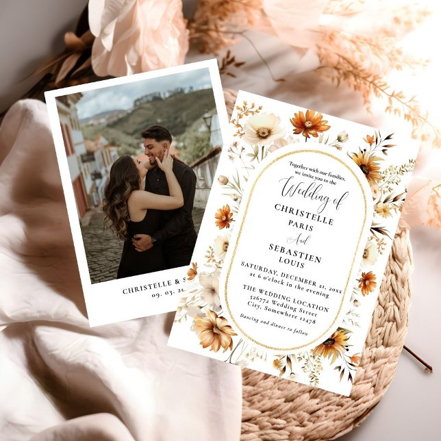 Elegant & Chic Boho Fall Wildflower  Wedding  Invitation (Creator Uploaded)