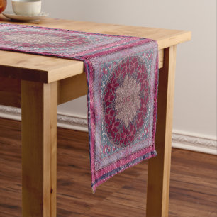 Elegant chic boho stylish floral pattern short table runner