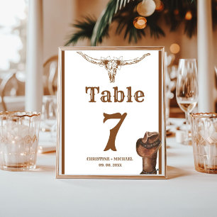 Elegant & Chic Boho Western Cowboy Wedding Table Number