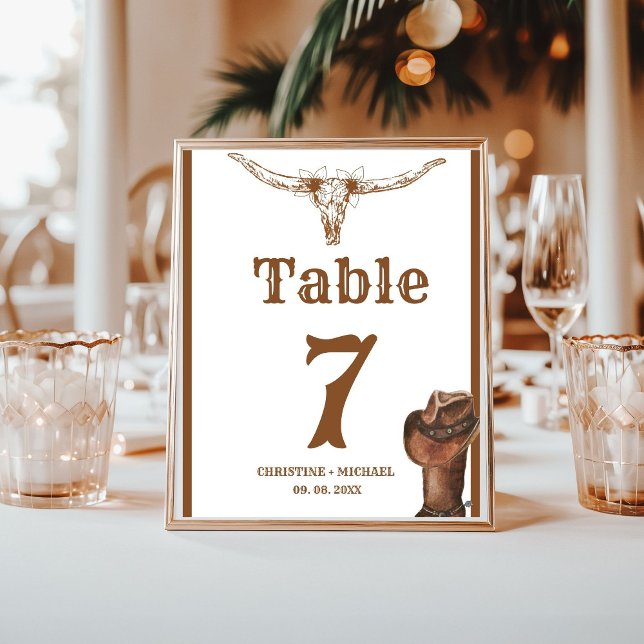 Elegant & Chic Boho Western Cowboy Wedding  Table Number (Creator Uploaded)