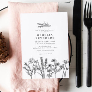 Elegant Chic Boho Wildflower Bridal Shower Invitation