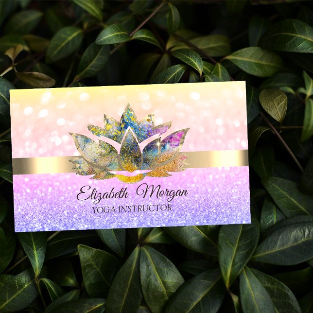 Elegant Chic Bokeh Gold,Ombre Lotus Yoga  Business Card (Creator Uploaded)