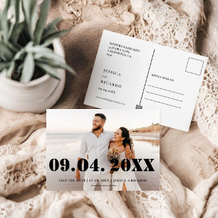 Elegant & Chic Bold Letter save the date Postcard