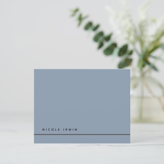 Elegant Chic Border Dusty Blue Modern Stationery Card (Standing Front)
