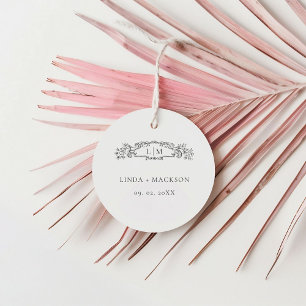 Elegant & Chic botanical crest monogram wedding Favour Tags