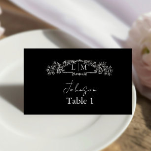 Elegant & Chic botanical crest Wedding  Place Card