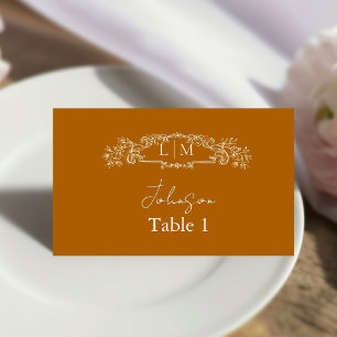 Elegant & Chic botanical crest Wedding Place Card
