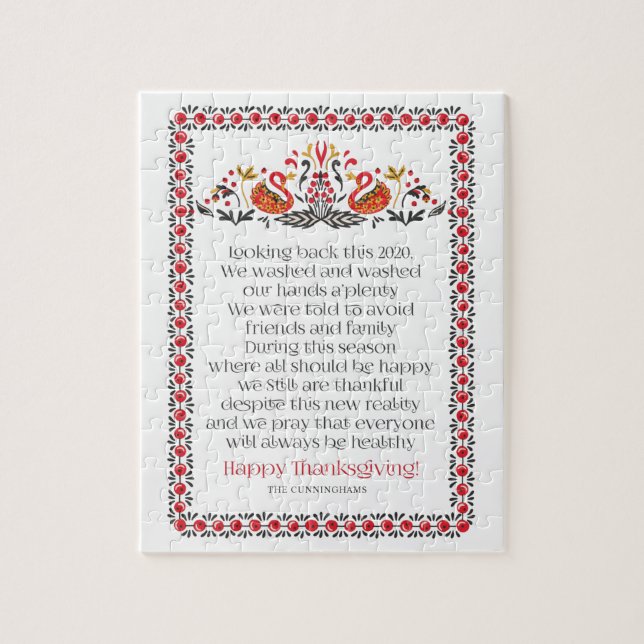 Elegant Chic Botanicals Thanksgiving Poem Jigsaw Puzzle (Vertical)