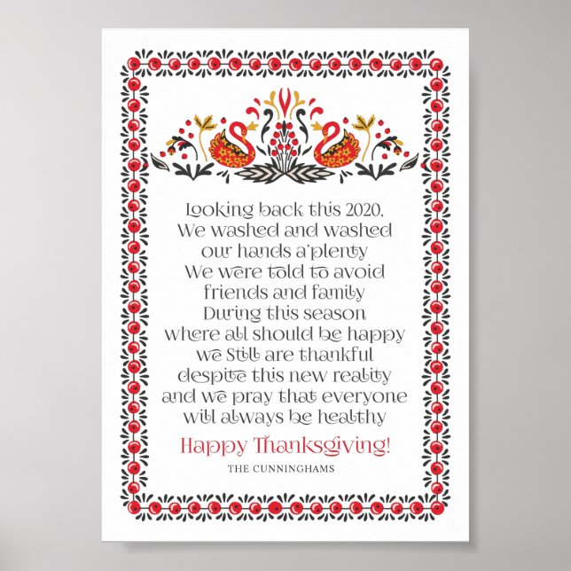 Elegant Chic Botanicals Thanksgiving Poem Poster (Front)