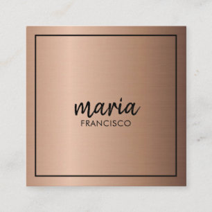 Elegant chic bronze modern square minimalist square business card