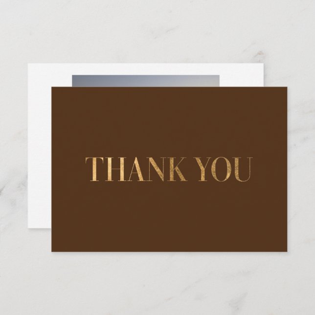 Elegant Chic Burgundy Gold Thank You Photo Card (Front/Back)