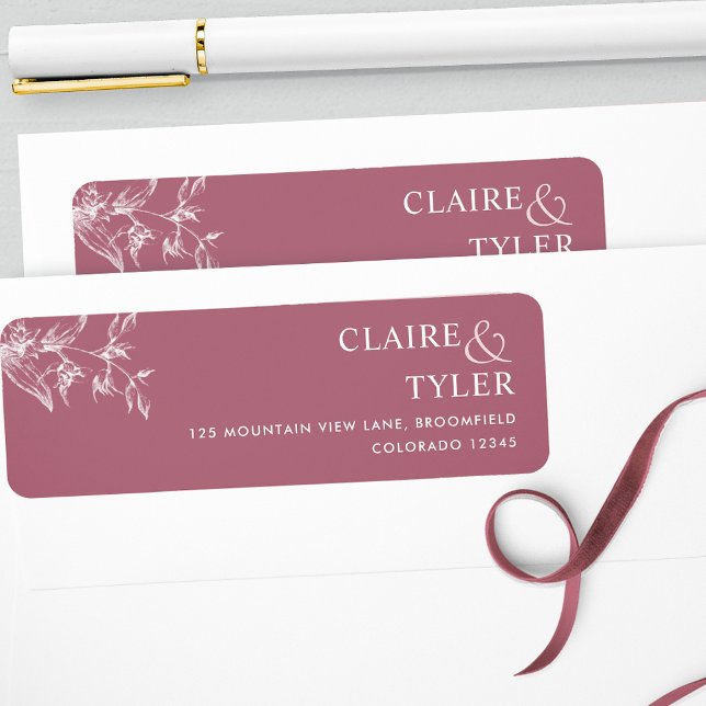 Elegant Chic Burgundy Wedding Return Address Label (Creator Uploaded)