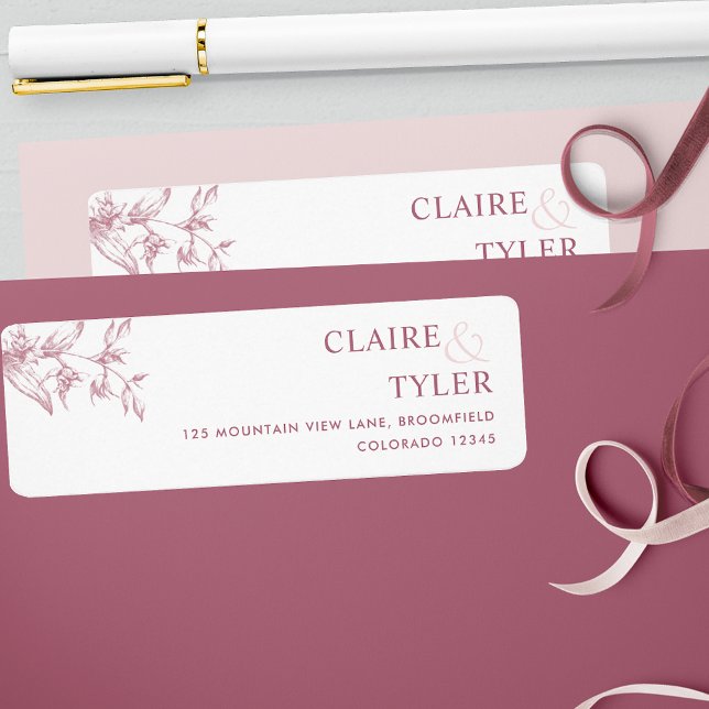 Elegant Chic Burgundy Wedding Return Address Label (Creator Uploaded)