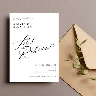 Elegant Chic Calligraphy Rehearsal Dinner Invitation