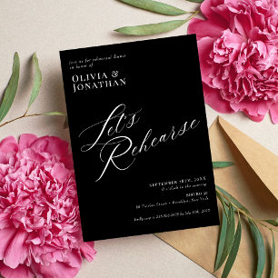 Elegant Chic Calligraphy Rehearsal Dinner Invitation