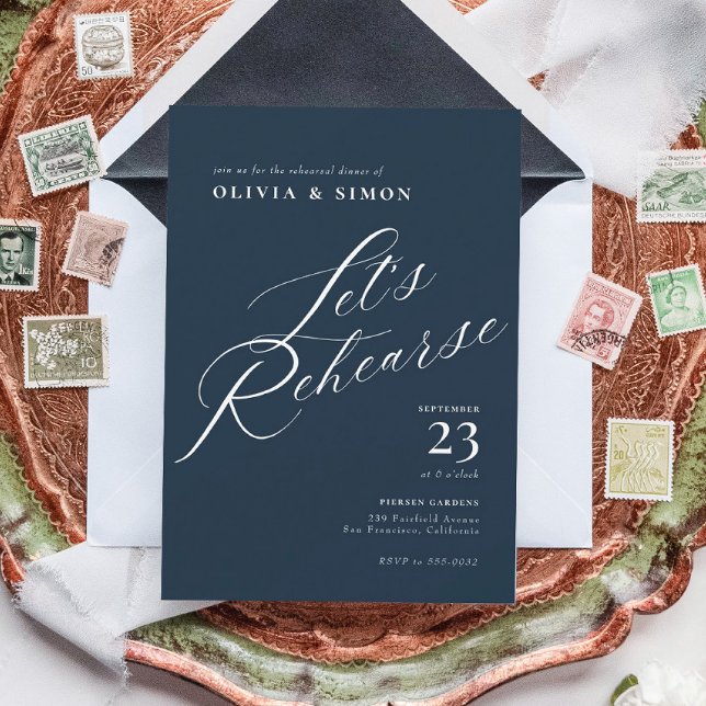 Elegant Chic Calligraphy Rehearsal Dinner Invitation (Creator Uploaded)
