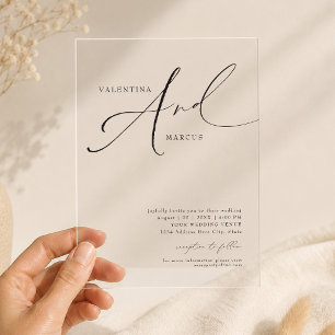 Elegant Chic Calligraphy Script Wedding Acrylic Invitations