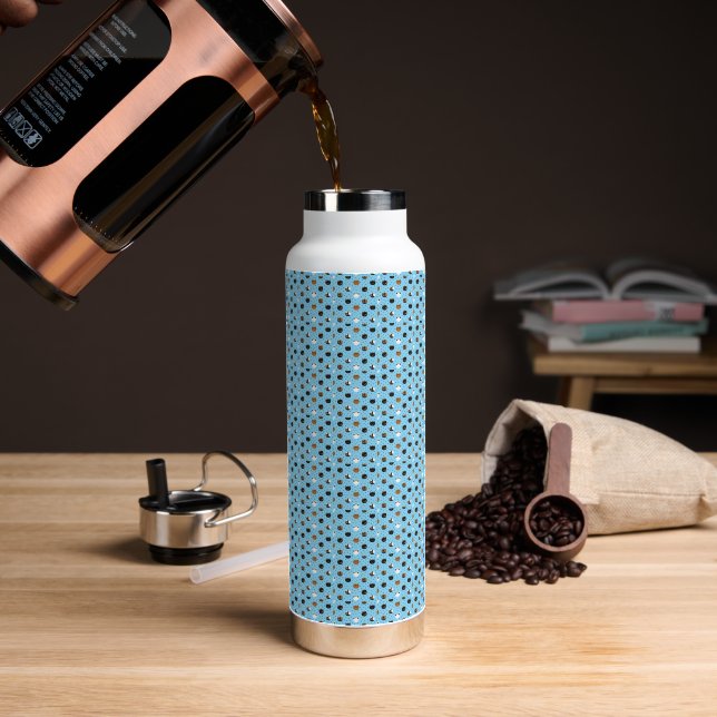 Elegant Chic Cat Patterns  Water Bottle (Coffee (Rotated))