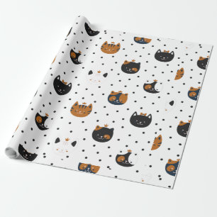 Elegant Chic Cat Patterns Wrapping Paper