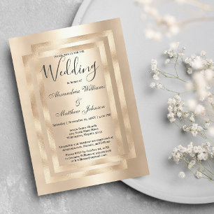 Elegant Chic Champagne Gold Glamour Wedding Invitation