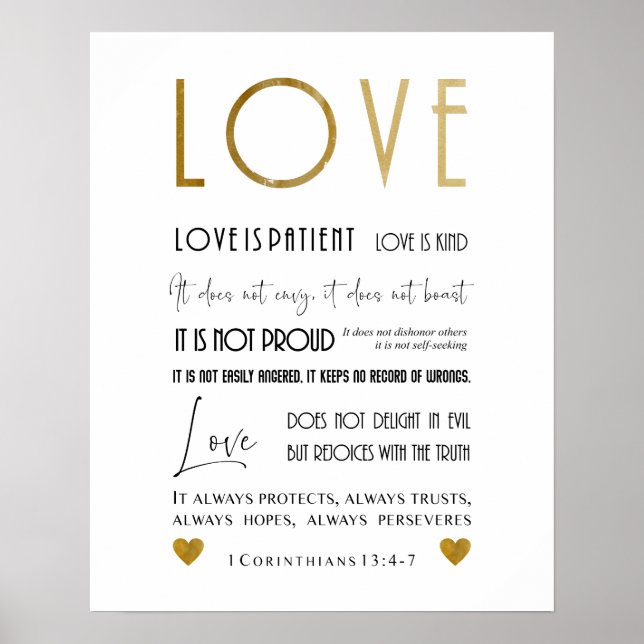 Elegant Chic Christian Love Bible Verse Typography Poster (Front)