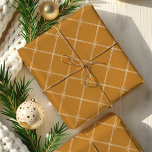 Elegant Chic Christmas Bow & Ribbon Pattern Yellow Wrapping Paper