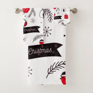Elegant chic Christmas pattern Bath Towel Set