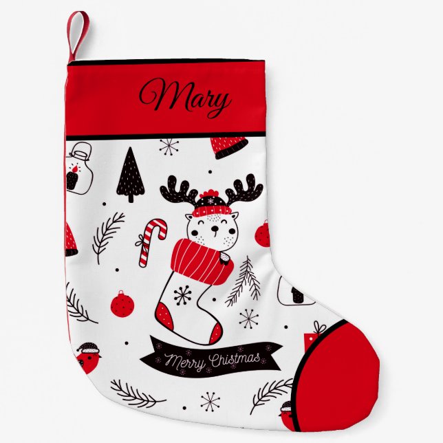 Elegant chic Christmas  pattern Small Christmas Stocking (Front)