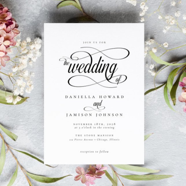 Elegant Chic Classic Calligraphy Script Wedding Invitation (Creator Uploaded)