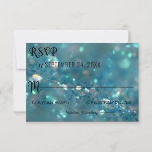 Elegant chic classy blue glitter Wedding RSVP Card
