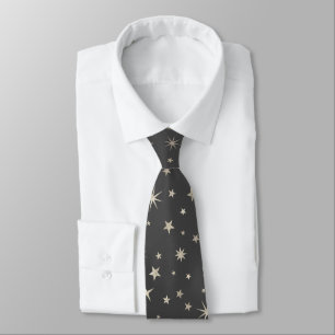 Elegant Chic Classy Grey Silver Stars Monogram Tie