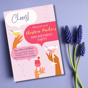 Elegant Chic Cocktail drink themed 35th birthday Invitation
