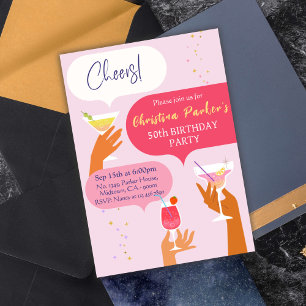 Elegant Chic Cocktail drink themed 50th birthday Invitation