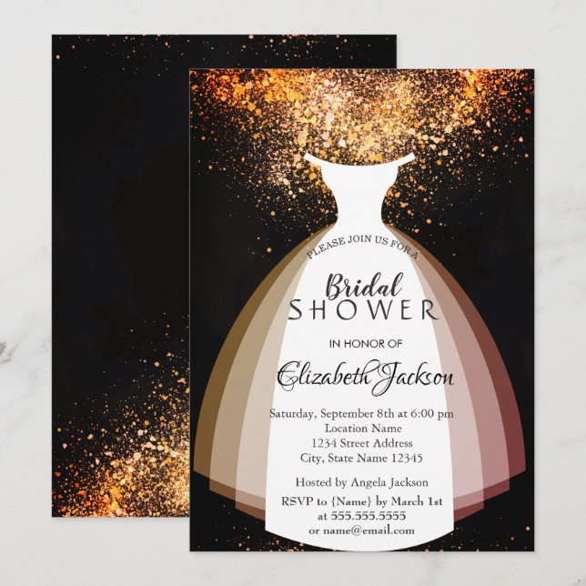 Elegant Chic  Confetti, Dress, Bridal Shower  Invitation (Front/Back)