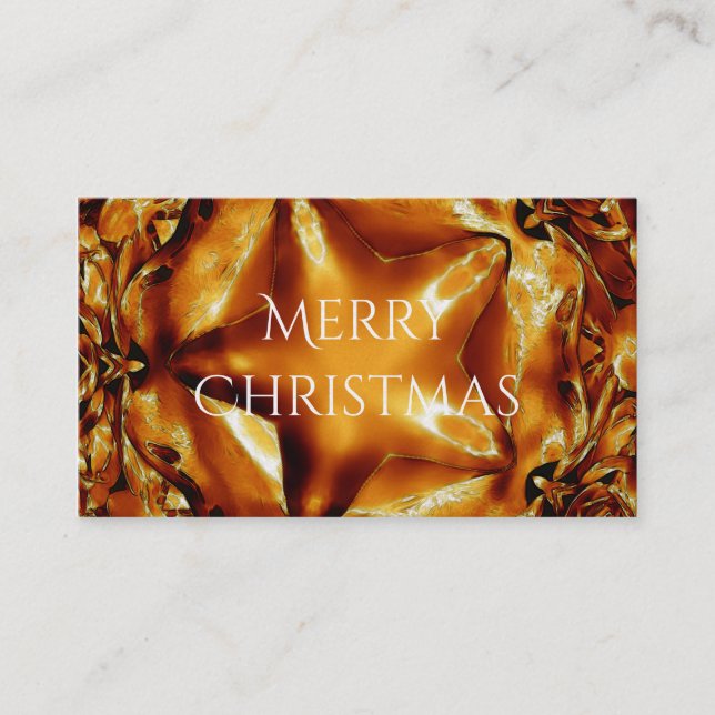 Elegant Chic Copper Gold Christmas Star Business Card (Front)
