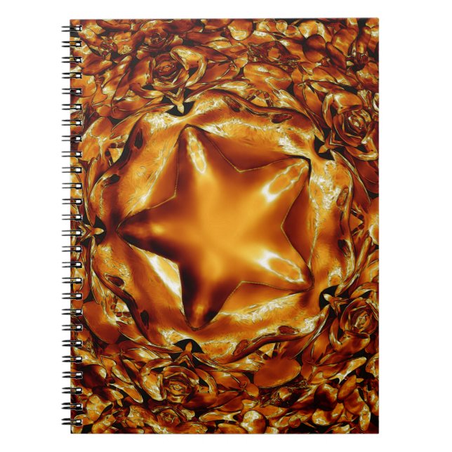 Elegant Chic Copper Gold Christmas Star Notebook (Front)
