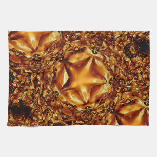 Elegant Chic Copper Gold Christmas Star Tea Towel