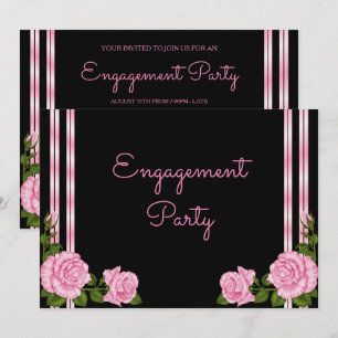 Elegant Chic Corner Rose Bouquet Engagement Party Invitation