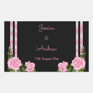 Elegant Chic Corner Rose Bouquet Wedding Rectangular Sticker