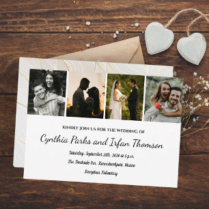 Elegant Chic Custom 4 Photos For Couples Wedding Invitation