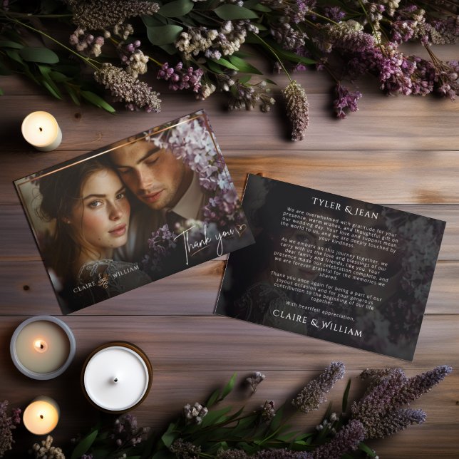 Elegant Chic Custom Wedding Photo Thank You Card (Creator Uploaded)