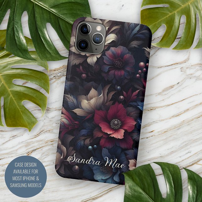 Elegant Chic Dahlias Fine Art Botanical Painting iPhone Case (Creator Uploaded)