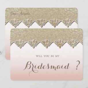 Elegant Chic Damask Bridesmaid Card