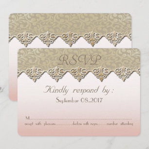 Elegant Chic Damask Wedding RSVP Card