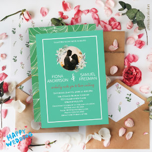 Elegant Chic Dark Green Gold Custom Wedding  Invitation