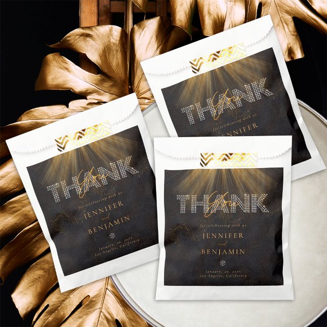 Elegant Chic Diamond Black Gold Wedding Favour Bag (Creator Uploaded)